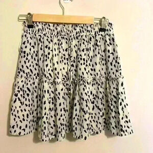 Princess Polly Tiered Ruffled Black and White Spotted Tie Waist Mini Skirt